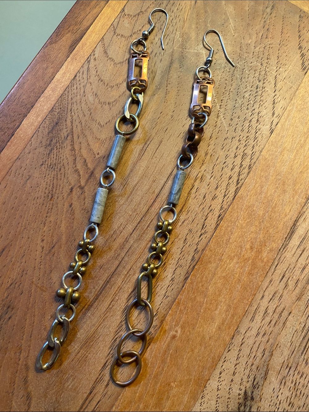 Map Jasper & Vintage Chain Earrings